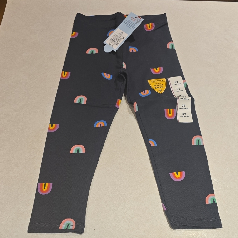 Cat & Jack Toddler Leggings- Gray with Rainbow Print 2T Or 3T
